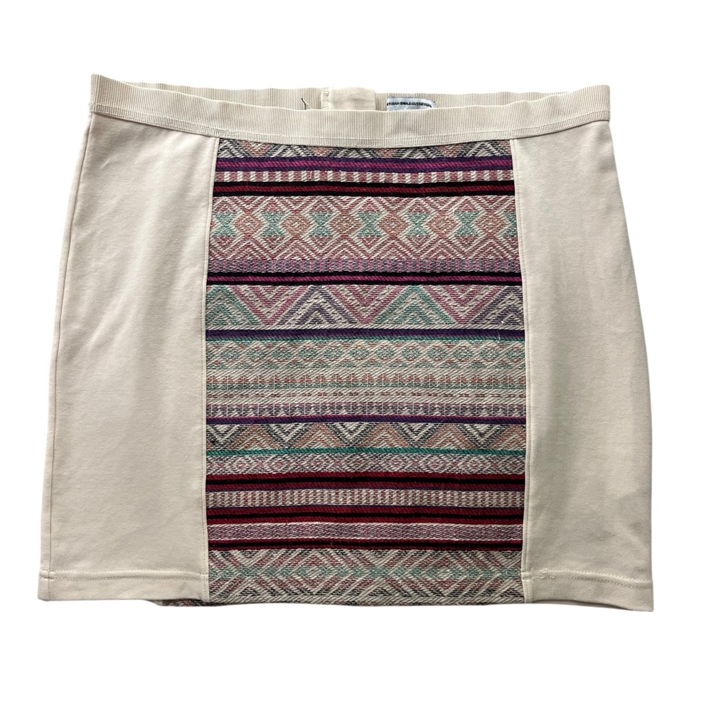 American Eagle Womens 14 Cream Multicolor Tribal Aztec Woven Tapestry Mini Skirt